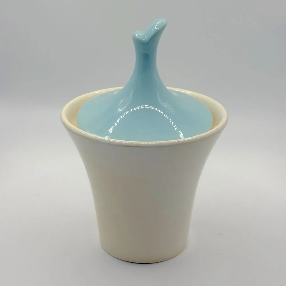 Star Lite Sky Blue Sugar Bowl By Harker MCM Teal Cream With Lid